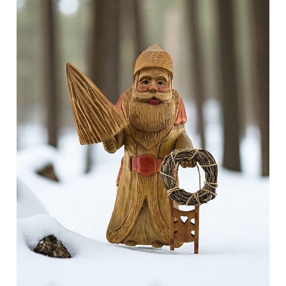 Paul Bolinger 1988 Hand Carved Wooden Santa 13" Santa Cruz CA Studio Signed - Picture 1 of 10
